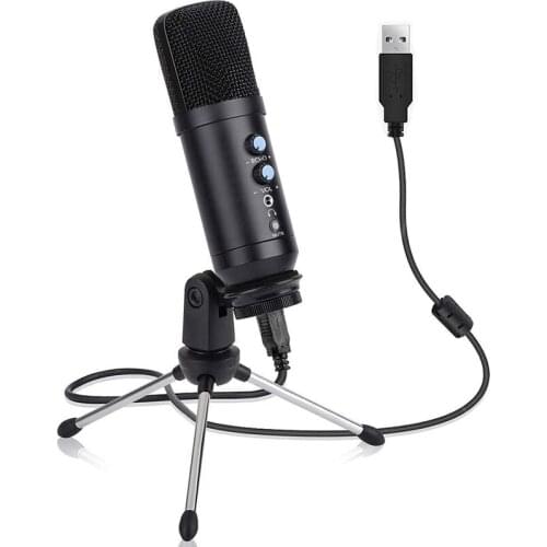 Condenser Microphone Computer USB Microphone Stand Set for Games, Podcasts, Chats, Youtube Videos, Plug and Play