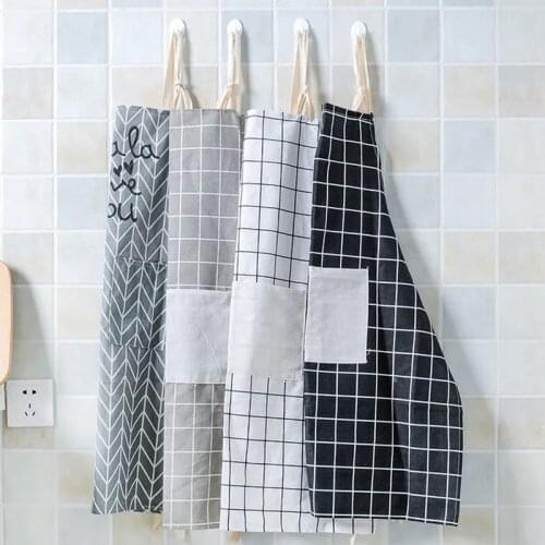 New Hot Fashion Lady Linen Apron Adjustable Cotton Linen High-grade Kitchen Apron for Cooking Baking Restaurant Pinafore