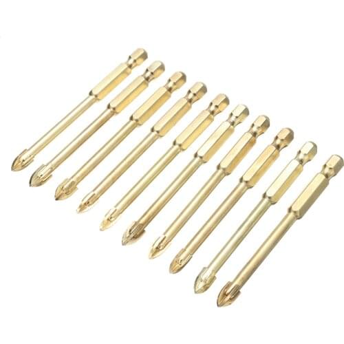 10pcs Glass Tile Drill Bits Set Tungsten Carbide Tipped Spear Head Ceramic Tile Marble Mirror Drill Bits Tools