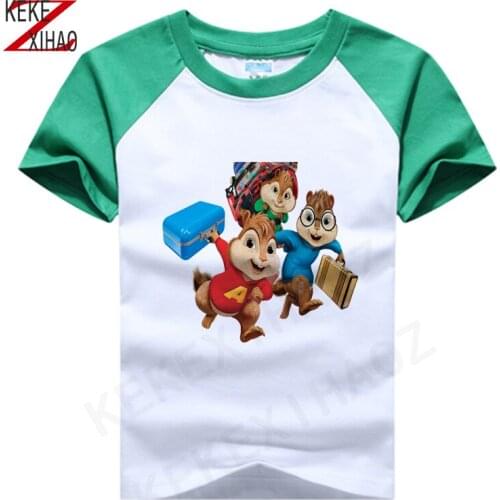 New Boys T Shirt Alvin And The Chipmunks T Shirt Cotton Short-Sleeved Printing Childrens Cartoon Boys Kids Clothes