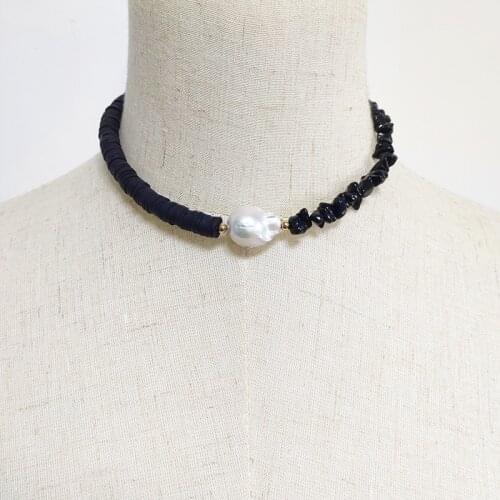 2020 new unique black necklace goth fashion baroque freshwater pearl collier бижутерия для женщин halloween party jewelry gift