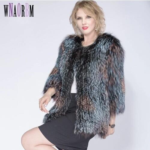 2021 New Winter Autumn Women Female Knitted Fox Fur Coats Jacket Casual Thick Warm Fashion Slim Overcoat Clothing Size Custom