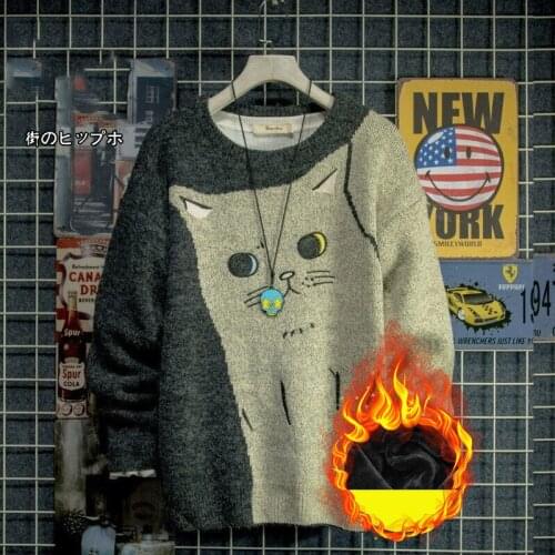 New couple clothes autumn winter clothes sweater pullover niche design sense cartoon embroidery student outer knit sweater