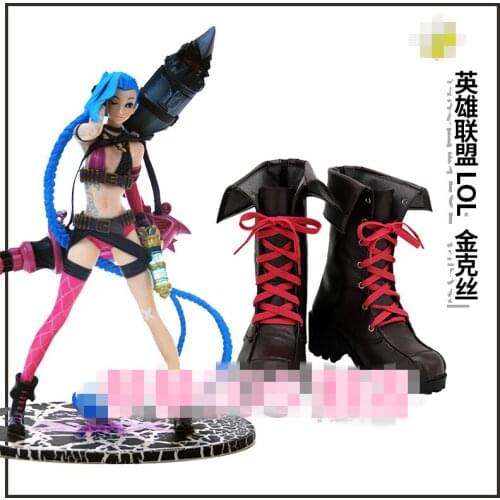 Anime Game LOL Cosplay Shoe Jinx Shoes Punk Rock Boots A