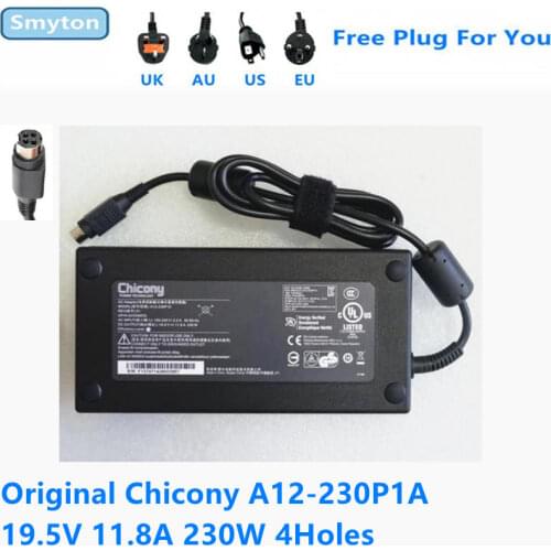Genuine AC Adapter Chicony 19.5V 11.8A 230W A12-230P1A Power Supply Charger For CLEVO P770DM MSI GT83VR GT62VR 7RE Gaming Laptop