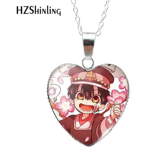Toilet-bound Hanako-kun Paintings Heart Shaped Glass Cabochon Pendants Fashion Jewelry Necklace