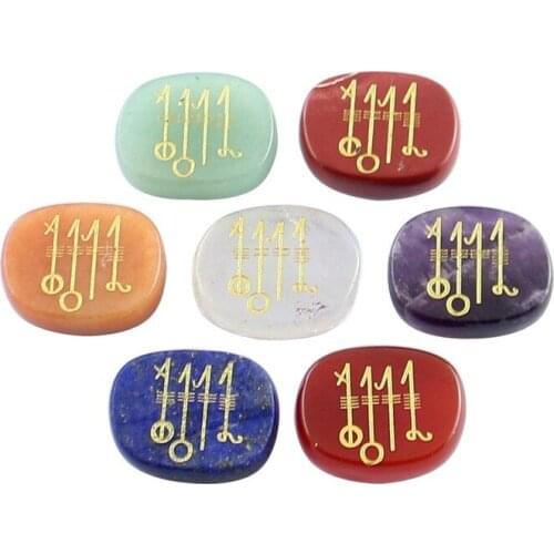 Natural Gem Bronzing Carved Faith Guardian Symbols Alphabet Beads Crystals Red Stone Agate Opal Alabaster Amethysts Jewelry Make