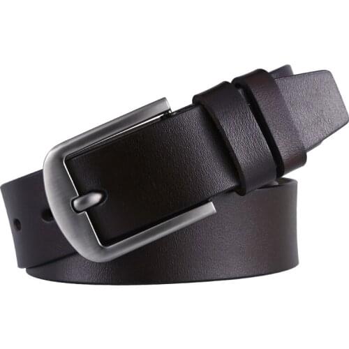 ANPUDUSEN mens leather pin buckle belt casual full grain leather cowhide mens fashion classic vintage pin buckle men Belt