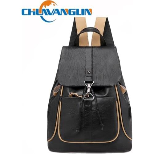 Chuwanglin Leather Women Backpack Female Shoulder Bags for Women Travel Backpack Mochila School Bags for Teenage Girls 3081427