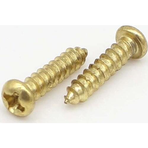 50pcs M3 brass plating round head self-tapping screws bolts pan sheet metal screw self-attack bolt