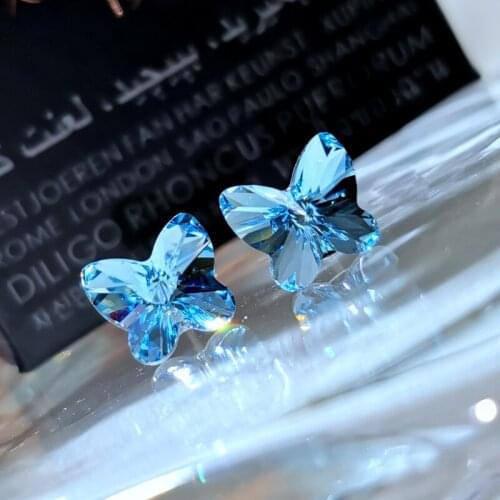 Butterfly Earring made with Austrian Crystal for Girls Bijoux New Trending Jewelry 2021 Stud Earings Women Party Jewelery Gift
