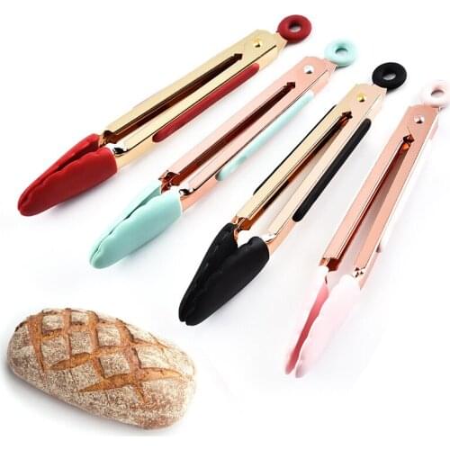 Stainless Steel Barbecue Tongs Barbecue Grill Multi-function Gold-plated Food Clip Auxiliary Tool Kitchen Cooking Supplies