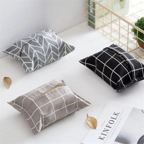 Nordic Home Furnishing Fabric Cotton Linen Tissue Box Napkin Paper Box Bag Creative Car Toilet Living Room Pumping Box