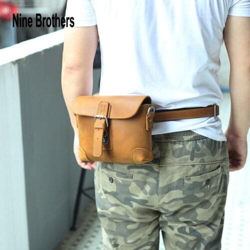 Fashion Real Leather Men Belt Waist Bag 2021 New Trendy Male Cross Body Sling Bags School Boy Messenger Natural Leather Bag