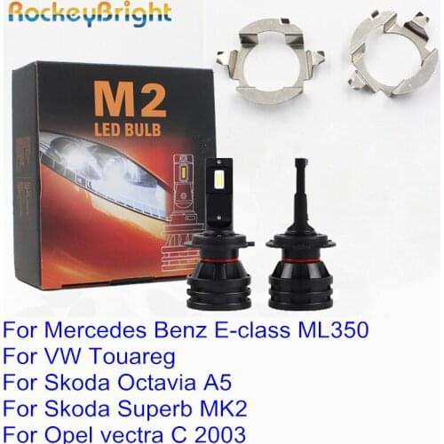 Rockeybright H7 LED Headlight H7 Bulb Holder Adapter For Mercedes Benz ML350 LED H7 headlamp for VW Touareg Skoda Octavia Superb