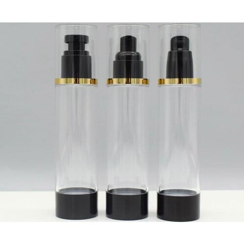 100ml airless bottle black pump bottom lid gold rim frosted body lotion/emulsion/foundation/essence/oil/serum Cosmetic Container