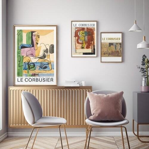 Exhibition Poster Museum Print French Le Corbusier Vintage Abstract Wall Art Canvas Painting Picture for Living Room Home Decor