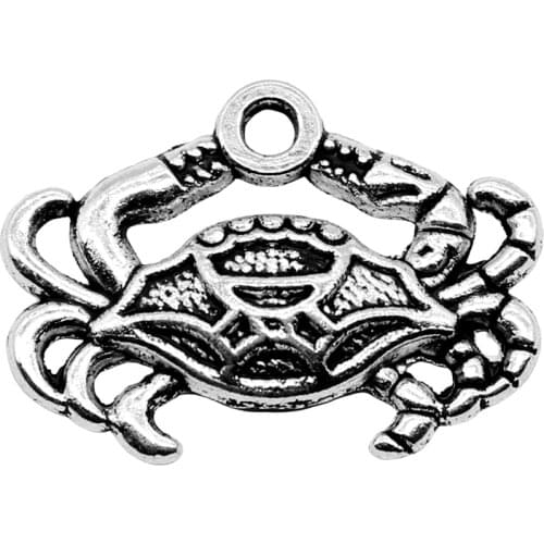 WYSIWYG 20pcs 14x20mm Pendant Crab Crab Charm Pendants For Jewelry Making Antique Silver Color Crab Pendants
