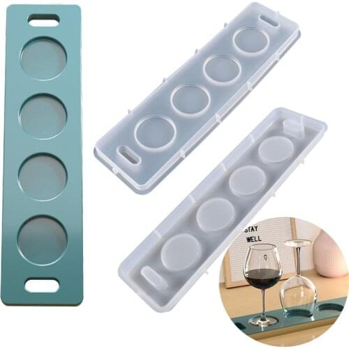 DIY Crystal Epoxy Resin Mold Wine Glass Tray Wine Beer Rack Mirror Silicone Mold Rectangle Coaster Mold Home Decoration