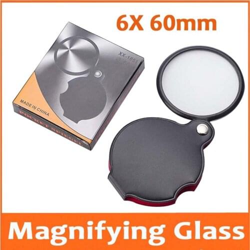 10pcs 6 Times 60mm Glass Lens Pocket Portable Magnifier Foldable Children Toy Gift Handheld Magnifying Glass Insect Viewer Loupe