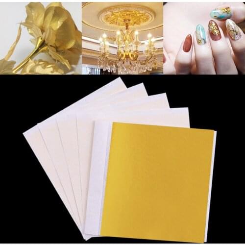 100Pcs Art Craft Design Paper Imitation Gold Sliver Copper Leaves Sheets Foil Paper For Gilding DIY Decoration
