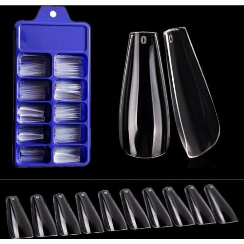 100pcs/box Full Cover Fake Nail Artificial Press on Long Ballerina Clear/Natural/white False Coffin Nails Art Tips Manicure Tool