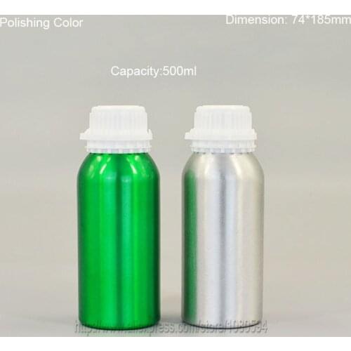 100pieces/lot 500ml Green/Silver Anodized Aluminum Essential Oils Naked Bottle Hydrosol Bottle