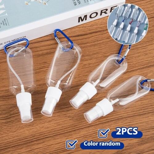 2PCS 30/50ml Mini Alcohol Spray Bottle Makeup Clear Bottle Reusable Portable Hand Sanitizer Travel Small Holder Hook Keychain