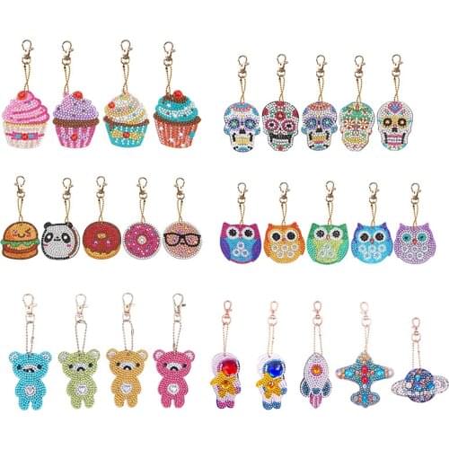 5pcs DIY Full Drill Special Shaped Diamond Painting Keychains Women Bag Pendant Jewelry Key Ring Embroidery Cross Stitch