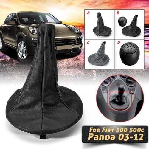 5 Speed Car Gear Shift Knob Shifter Lever Hand Ball Gaiter Boot Cover For Fiat 500 500c 2007-2013 /Panda 2003-2012