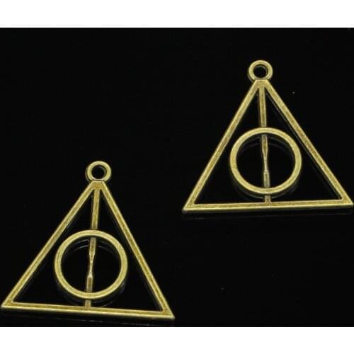 6pcs Antique Bronze deathly hallows Charms for DIY Bracelets Jewelry Findings 32mm