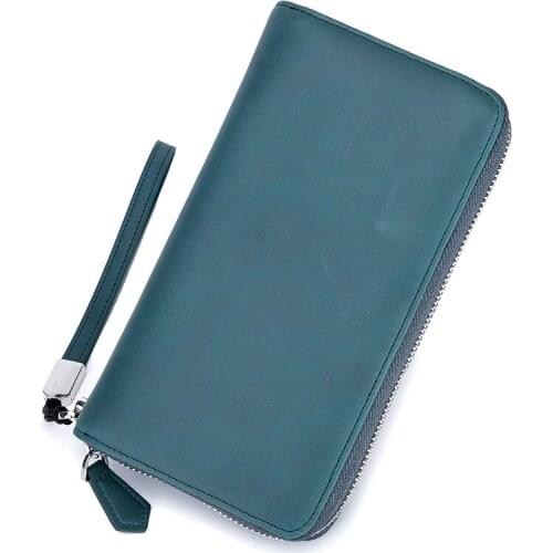 6PCS / LOT Womens Wallet Split Leather Wallet Rfid 24 Card Holders Cheque Coin Purse Zipper Wallet for Men Кошелек cartera