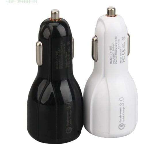 Quick Charge 3.0 Dual Port USB Car Charger For Xiaomi mi 9 Huawei P30 Pro QC3.0 5A Fast PD Car Charging Phone charger 100pcs