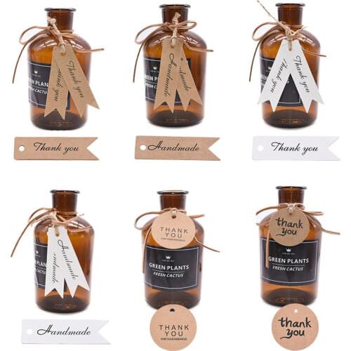 100Pcs Handmade Label Thank You Tags For Wedding Favors Kraft Homemade Birthday Party Gift Tag Candy Cookies Decorative Hang Tag