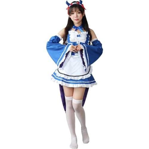 Brdwn RE Zero Halloween Devil Womens Ram Rem Life in a Different World from Zero Cosplay Costume Apron Dress