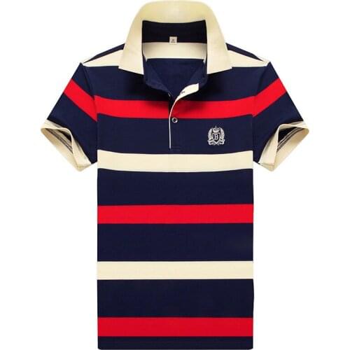 Brand Summer Polo Shirt Men Business Casual Striped Short Sleeve Polo Men Plus Size M-4XL Cotton Breathable Polo Homme