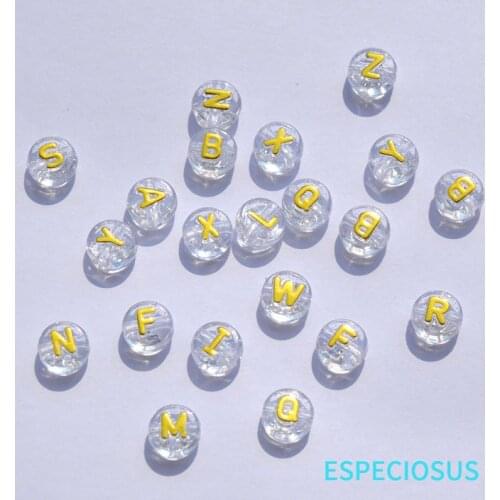 DIY Jewelry Making Accessory Round Shaped Spacer Gold Color Painted Acrylic Letter Beads Transparent Color 10MM Character Parts