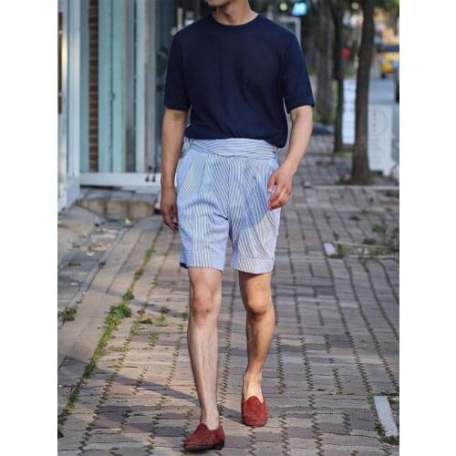 Home-made Gurkha casual five minute shorts for mens selection of pure cotton seersucker fabric slim summer street snap