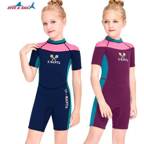 Kids Wetsuit Shorty, 2.5mm Neoprene Thermal Swimsuit Toddlers Girls Boys Back Zipper Keep Warm for Diving Surfing Swim Lessons