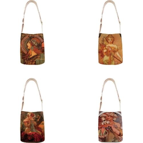 Classic oil painting leisure tote bag linen bag environmental protection shopping bag outdoor beach bag leisure tote bag