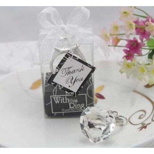 Wedding favor Sparkling Crystal Heart Diamond Shape Ring Keyring Chain Key Buckle Xmas Bridal Shower Valentines Day Gift 5colors