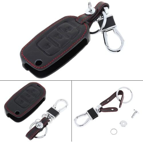 3 Buttons Leather Car Key Cover Protector with Buckle for Volkswagen VW Jetta MK6 Tiguan Passat Golf 4 5 6 POLO cc Bora Skoda