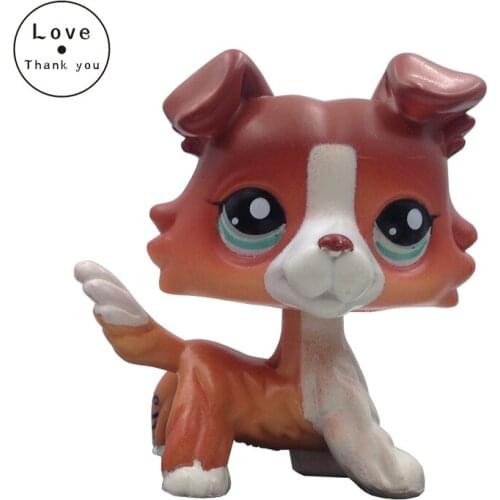 Lps Cat Pet Shop Toys Red White Collie Dog #1542 Blue Eyes Puppy Original Kids Gift Free Shipping