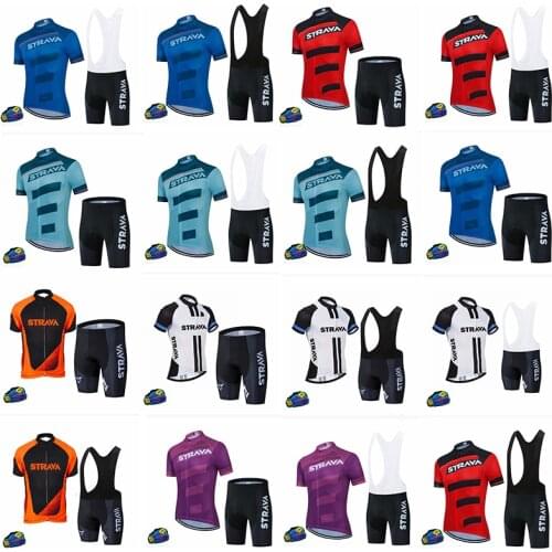 STRAVA Mens Cycling Jersey & Bib Short Sets, Cycling Jersey Short Sleeve Hygroscopic And Sweat Releasing Cycling Shorts Suits
