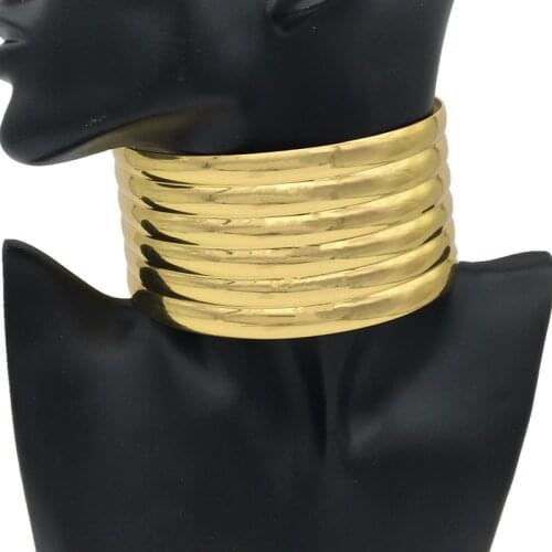 New Fashion Exaggerated Choker Necklace Bracelet Jewellery Gold African Beads Jewelry Set Wedding Party Accessories