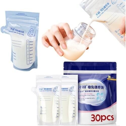 30pcs Breast Milk Storage With Spout Freezer Bag Disposable Labels Safe Baby Food Storage Feeding Baby Food Storage