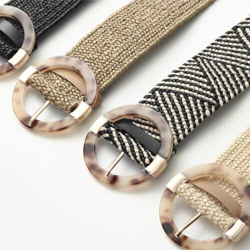 Kemeiqi Round belt buckle all-match ladies belt belt fashiondecorative dress multi-color fashionweaving elementsluxury ladiebelt