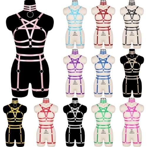 Sexy Body Garter Elastic Party Rave Wear Goth Bdsm Womens Underwear Erotic Lingerie Women Harness Bra Gothic Hollow Out Harness