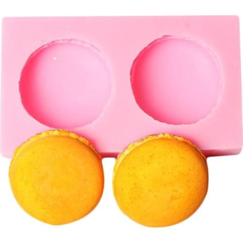3D 2 Cavity Macaron Shape Silicone Mold for Cake Chocolate Fondant Baking Biscuit Cookies Soap DIY Ice Cube Tray Decorating Tool