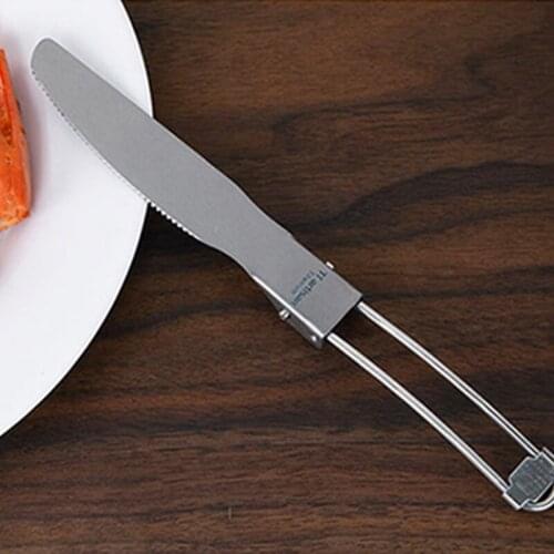 Tiartisan Folding Titanium Table Knife Outdoor Camping Hiking Portable Tablewares Dinner Knife Ultralight